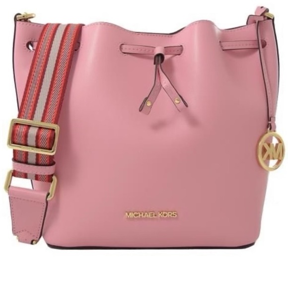 Michael Kors Eden Leather Medium Bucket Shoulder Bag Carnation - Picture 2 of 7